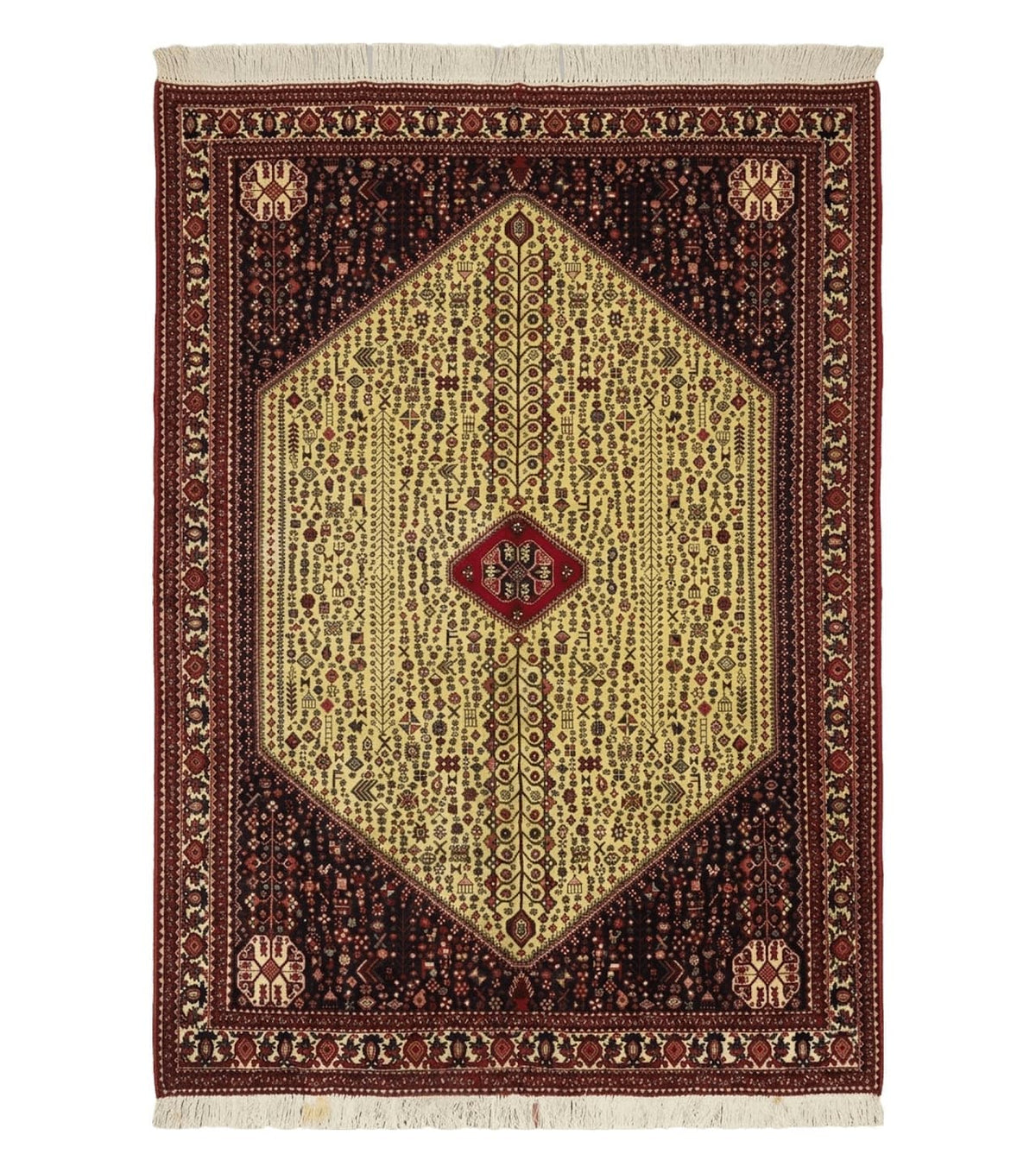 7' X 10' Vintage Handmade Indian Floral Wool Rug Hand Knotted Carpet Ivory Red