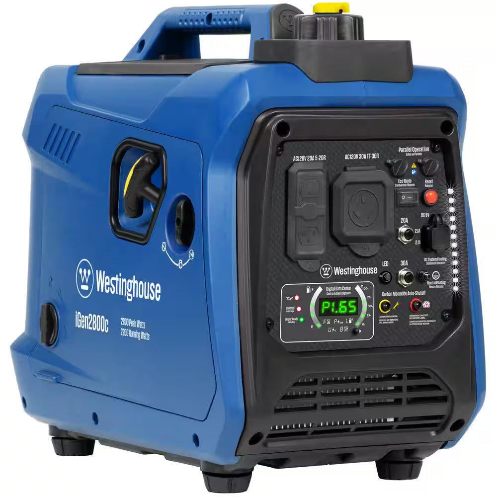 2,800-Watt Gas Powered Portable Inverter Generator with Recoil Start, LED Data Center, Quiet Technology