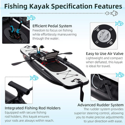 Premium 12FT Lightweight Inflatable Fishing Kayak With Pedal System (SAK15079)
