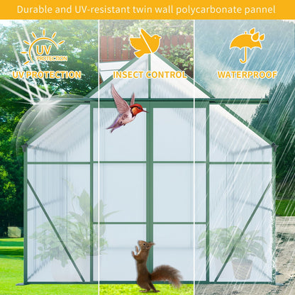 Double Door Polycarbonate house Raised Base And Anchor Aluminum Heavy Duty Walk In houses For Outdoor Backyard In All Season