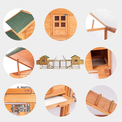 Outdoor Chicken Coop for 4-8 Chickens Wooden Hen Rabbit House Poultry Pet Hutch Run Cage