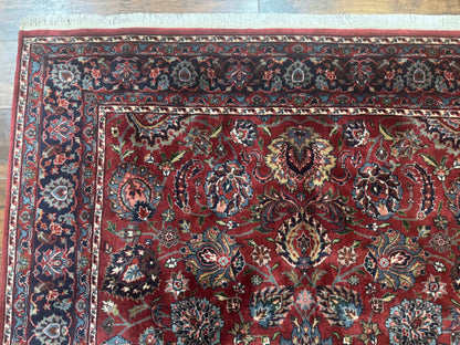 Indo Persian Rug 5x7, Vintage Traditional Floral Carpet, Burgundy and Navy Blue