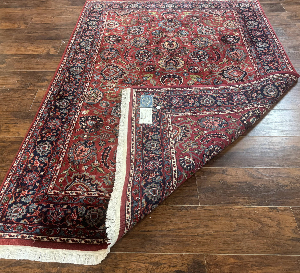 Indo Persian Rug 5x7, Vintage Traditional Floral Carpet, Burgundy and Navy Blue