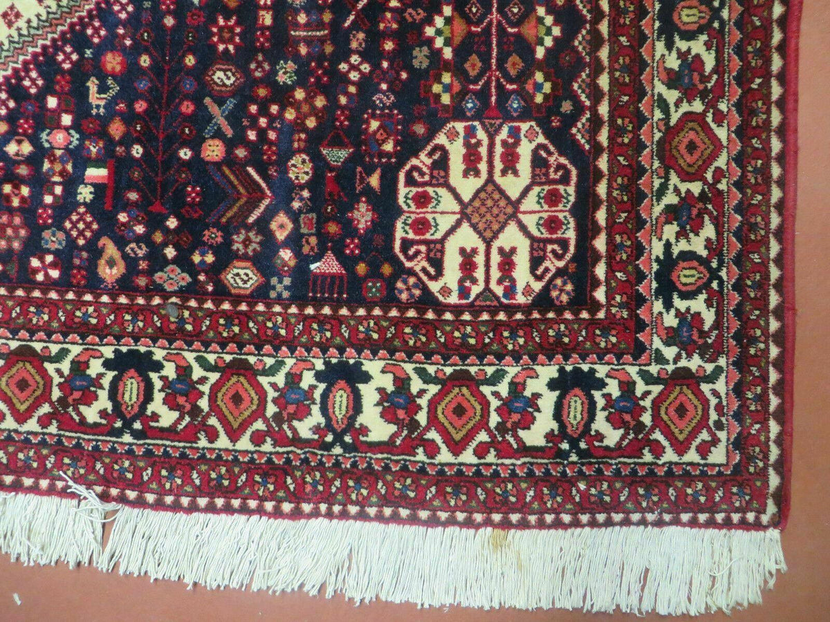 7' X 10' Vintage Handmade Indian Floral Wool Rug Hand Knotted Carpet Ivory Red