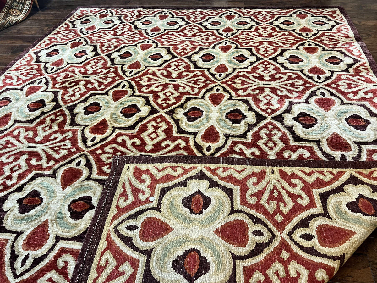 Portuguese Rug 9x12, Vintage Carpet, Handmade Wool Rug