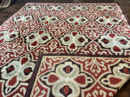 Portuguese Rug 9x12, Vintage Carpet, Handmade Wool Rug