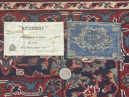 Indo Persian Rug 5x7, Vintage Traditional Floral Carpet, Burgundy and Navy Blue