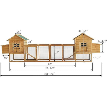 Outdoor Chicken Coop for 4-8 Chickens Wooden Hen Rabbit House Poultry Pet Hutch Run Cage
