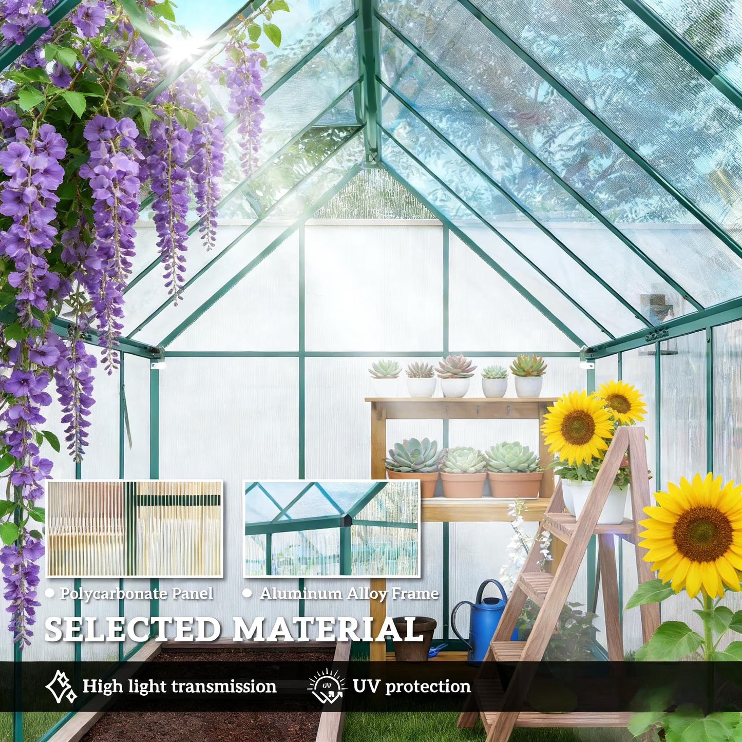 Convenient Walk-In Greenhouse Adjustable Roof Green House