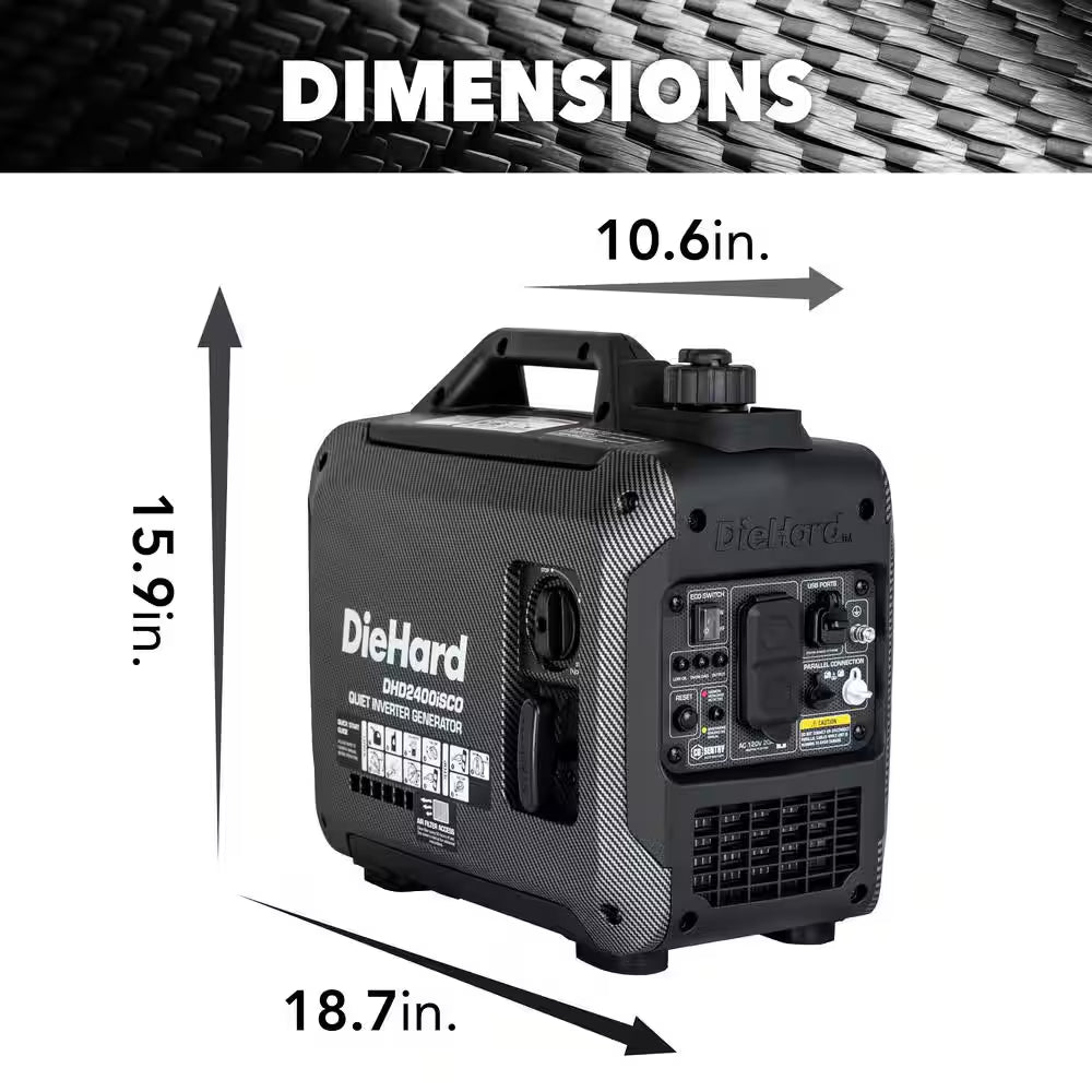 2,000-Watt to 2,400-Watt Recoil Start Portable Gasoline Powered Inverter Generator with CO Alert