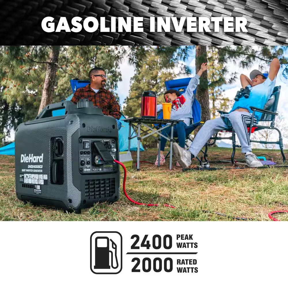 2,000-Watt to 2,400-Watt Recoil Start Portable Gasoline Powered Inverter Generator with CO Alert
