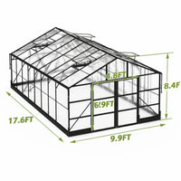 Polycarbonate Greenhouse Built for Year-Round Growing, Rain Gutters, 4 Roof Vents, Heavy Duty Aluminum Frame