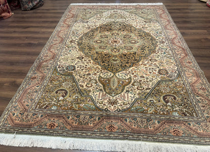 Turkish Sivas Rug 6x9, Floral Medallion, Vintage Handmade Wool Carpet