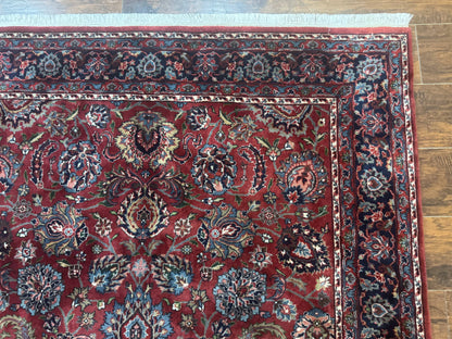 Indo Persian Rug 5x7, Vintage Traditional Floral Carpet, Burgundy and Navy Blue
