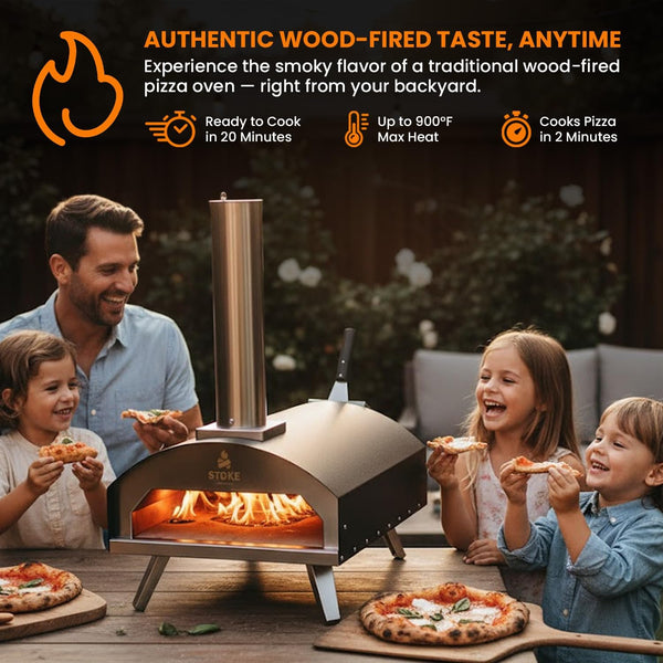16 Inch Outdoor Pizza Oven – Portable Outdoor Pizza Maker for Backyard, Camping, or Tailgating – Stainless Steel Multi-Fuel Oven with Pizza Stone & Accessories