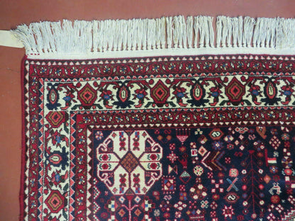 7' X 10' Vintage Handmade Indian Floral Wool Rug Hand Knotted Carpet Ivory Red