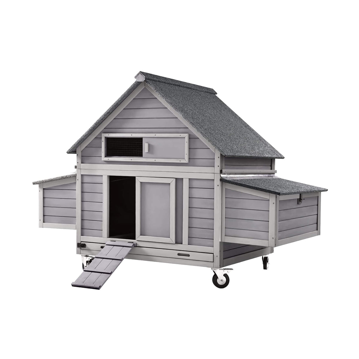 Large 63-Inch Movable Wooden Hen House With Wheels And Nesting Box (SAK50791)